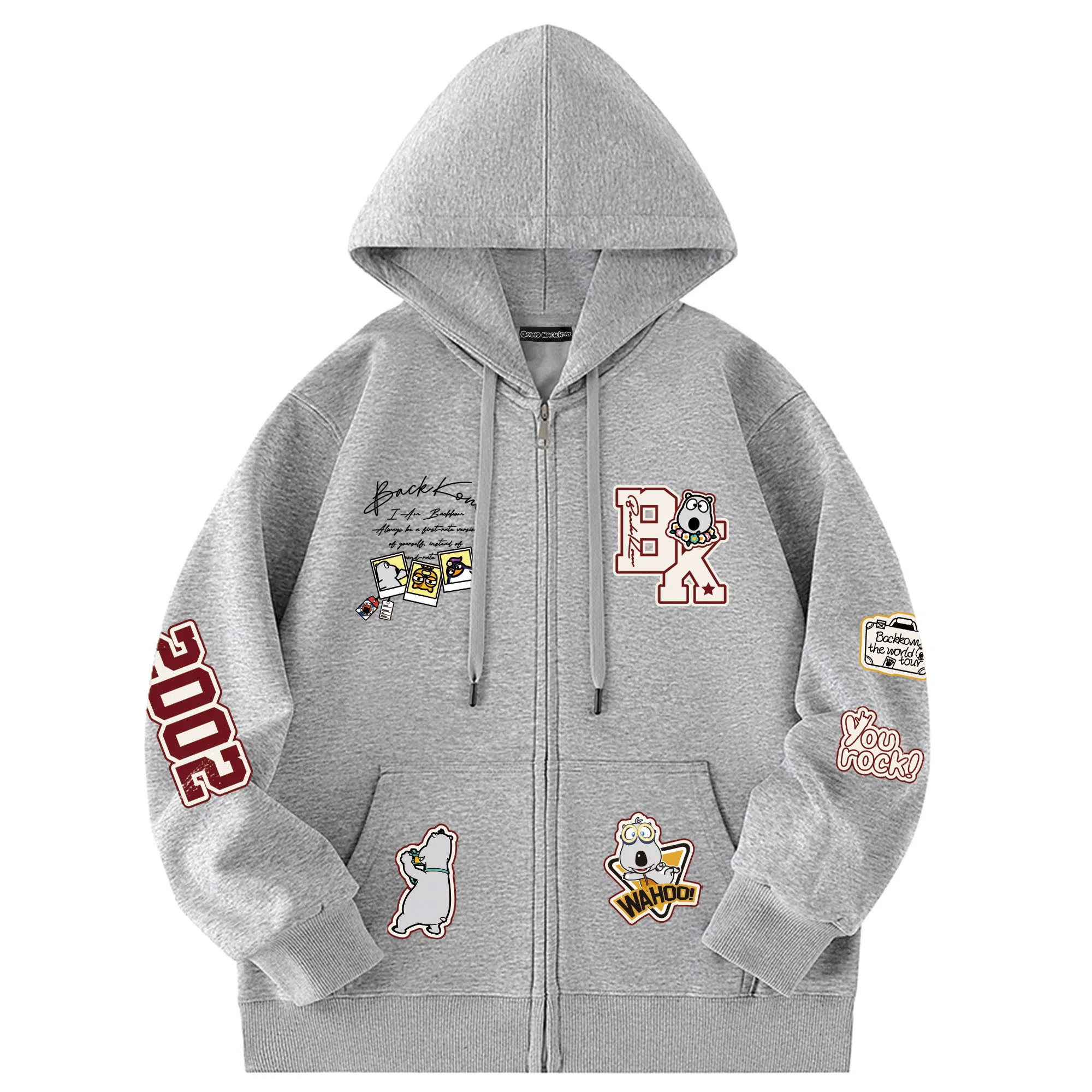 大卫贝肯 美式潮流高街品牌印花日常百搭舒适开衫长袖宽松卫衣 男女同款