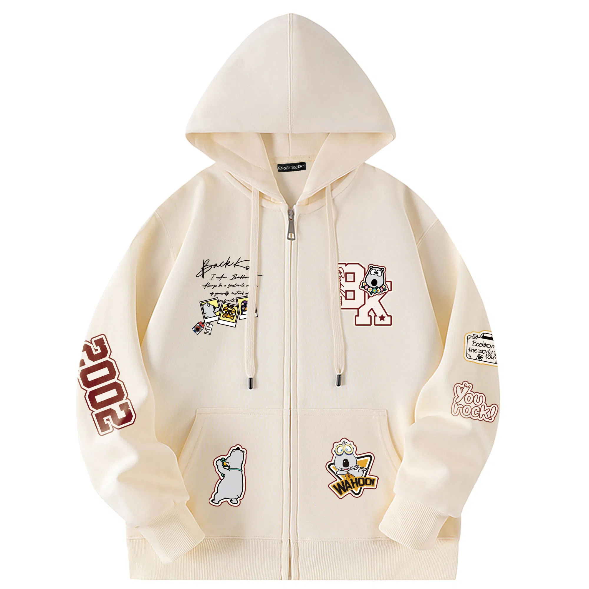 大卫贝肯 美式潮流高街品牌印花日常百搭舒适开衫长袖宽松卫衣 男女同款