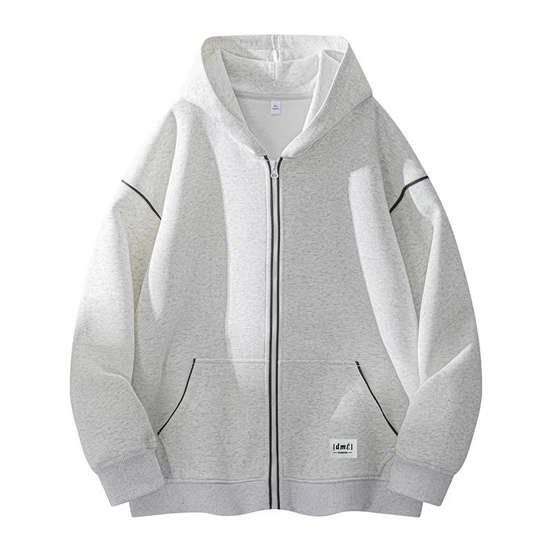 【dme】 美式复古高级感撞色拉链开衫外套青年痞帅宽松舒适休闲百搭连帽卫衣 男女同款