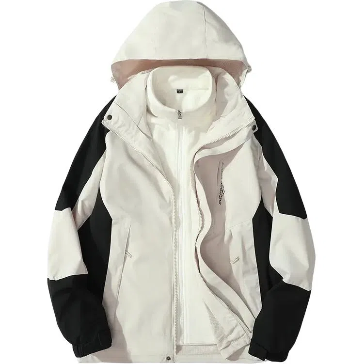 户外潮流长袖连帽三合一加厚运动外套 冲锋衣 男款