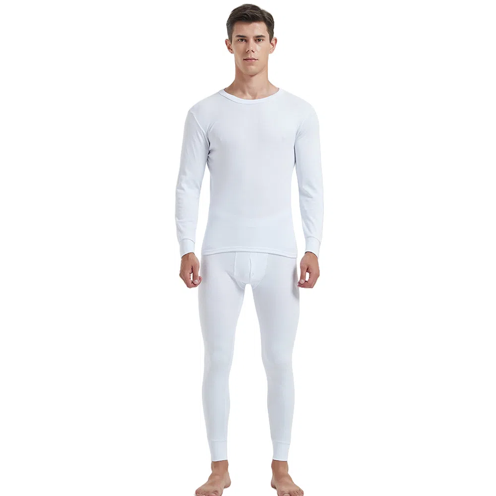 兰缪 韩式绅士简约棉质高弹力舒适贴身透气百搭打底秋衣秋裤家居服睡衣保暖套装 男款