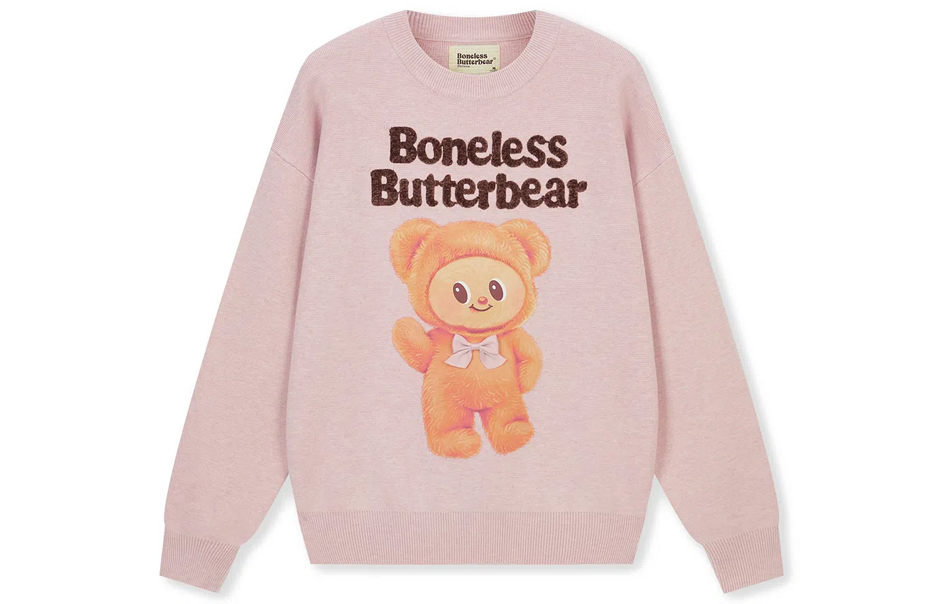 BONELESS Bear Print Long Sleeve Sweater