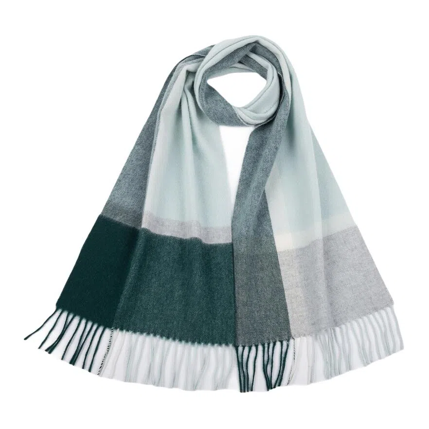 红豆 大气格纹时尚百搭舒适保暖 羊绒 绒线围巾 男女同款情侣款