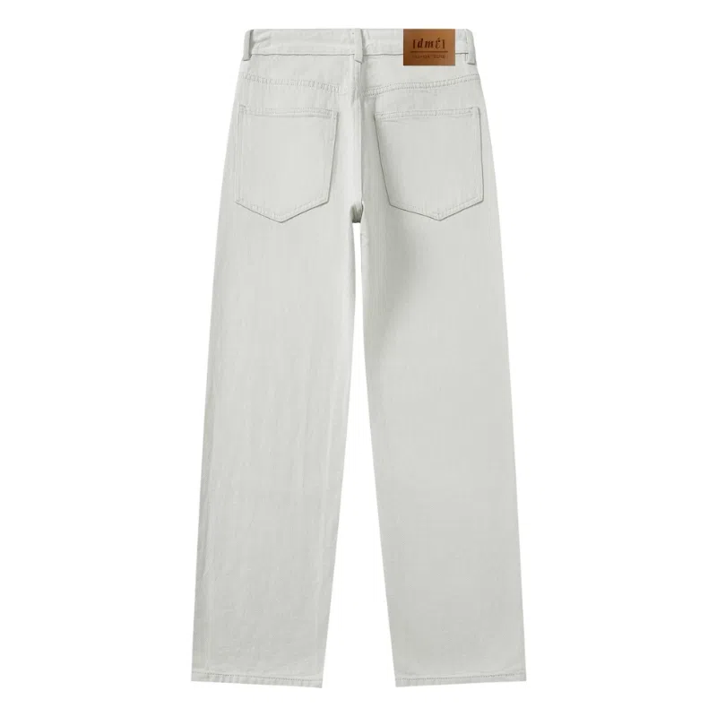 【dme】 纯色简约日常百搭休闲阔腿长裤高级感棉质舒适直筒牛仔裤 男女同款 米色