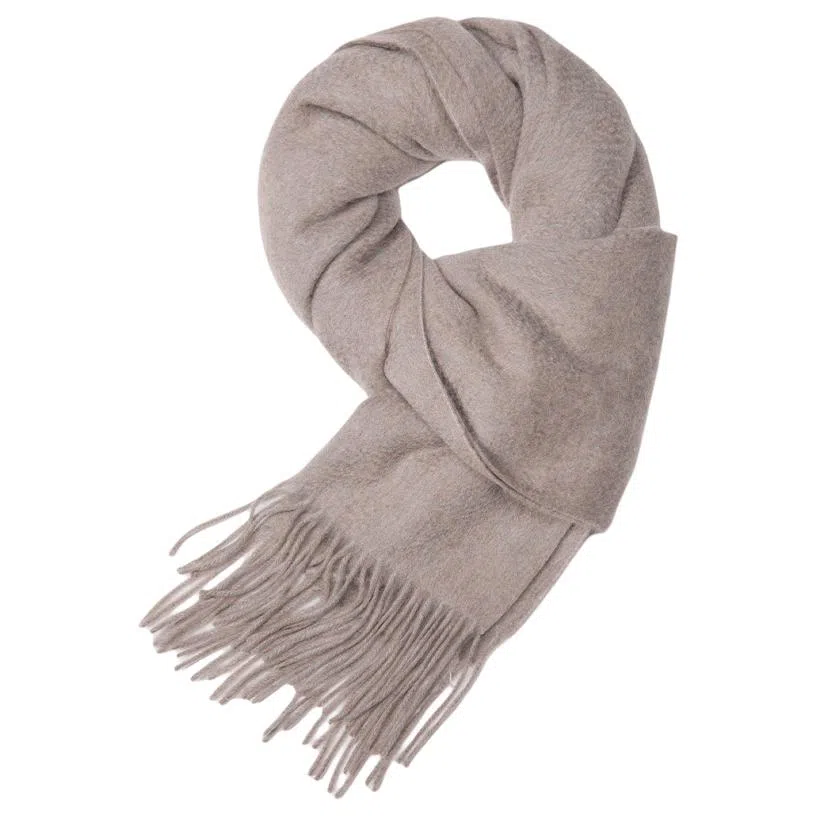 红豆 纯色简约时尚柔软舒适保暖 山羊绒 绒线围巾 男女同款情侣款