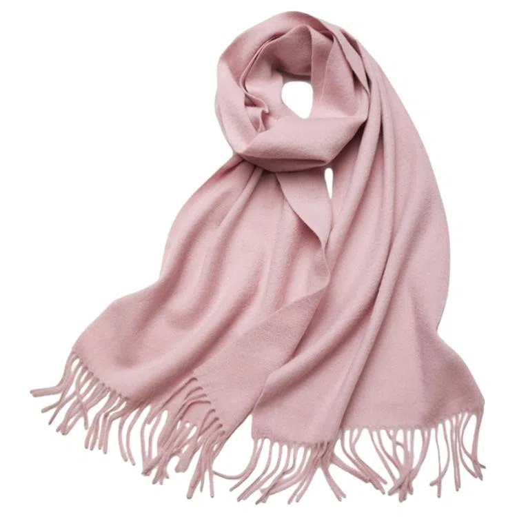 红豆 纯色简约时尚柔软舒适保暖 山羊绒 绒线围巾 男女同款情侣款