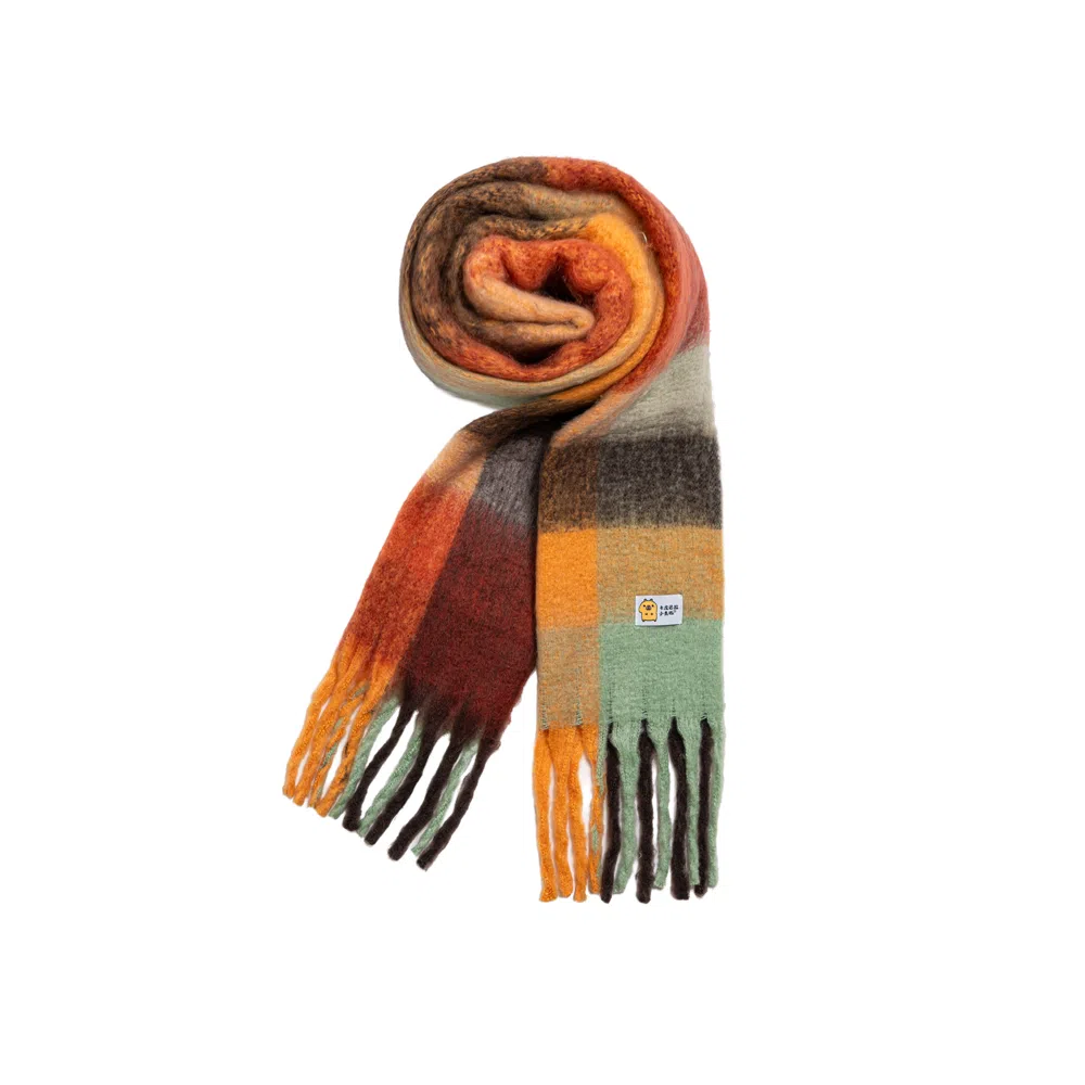 卡皮巴拉小黄豚 韩版温柔百搭拼色高级氛围感保暖加厚流苏 聚酯纤维 绒线围巾 男女同款情侣款