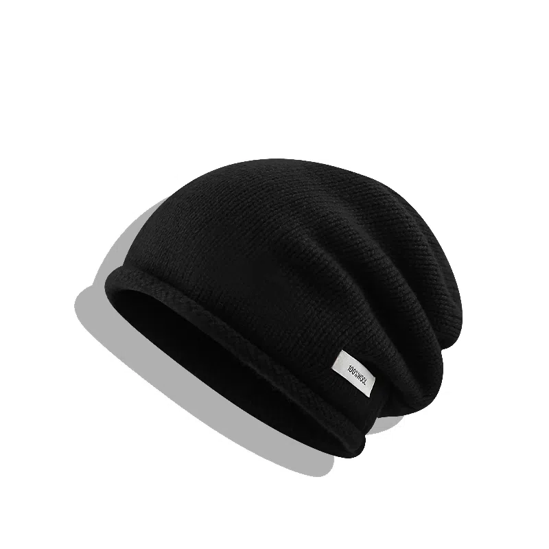 【100%纯羊毛~高品质】 攸委 通勤降温必备抽绳堆堆帽子女秋冬季保暖卷边针织毛线帽 腈纶 时尚百搭休闲慵懒风套头冷帽 男女同款情侣款