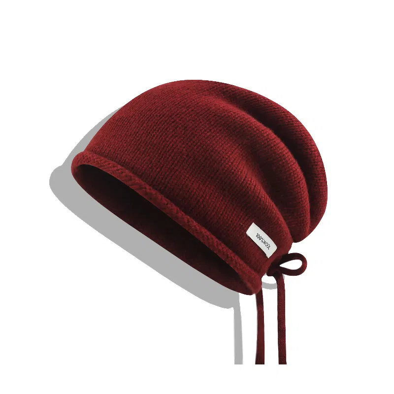 【100%纯羊毛~高品质】 攸委 通勤降温必备抽绳堆堆帽子女秋冬季保暖卷边针织毛线帽 腈纶 时尚百搭休闲慵懒风套头冷帽 男女同款情侣款