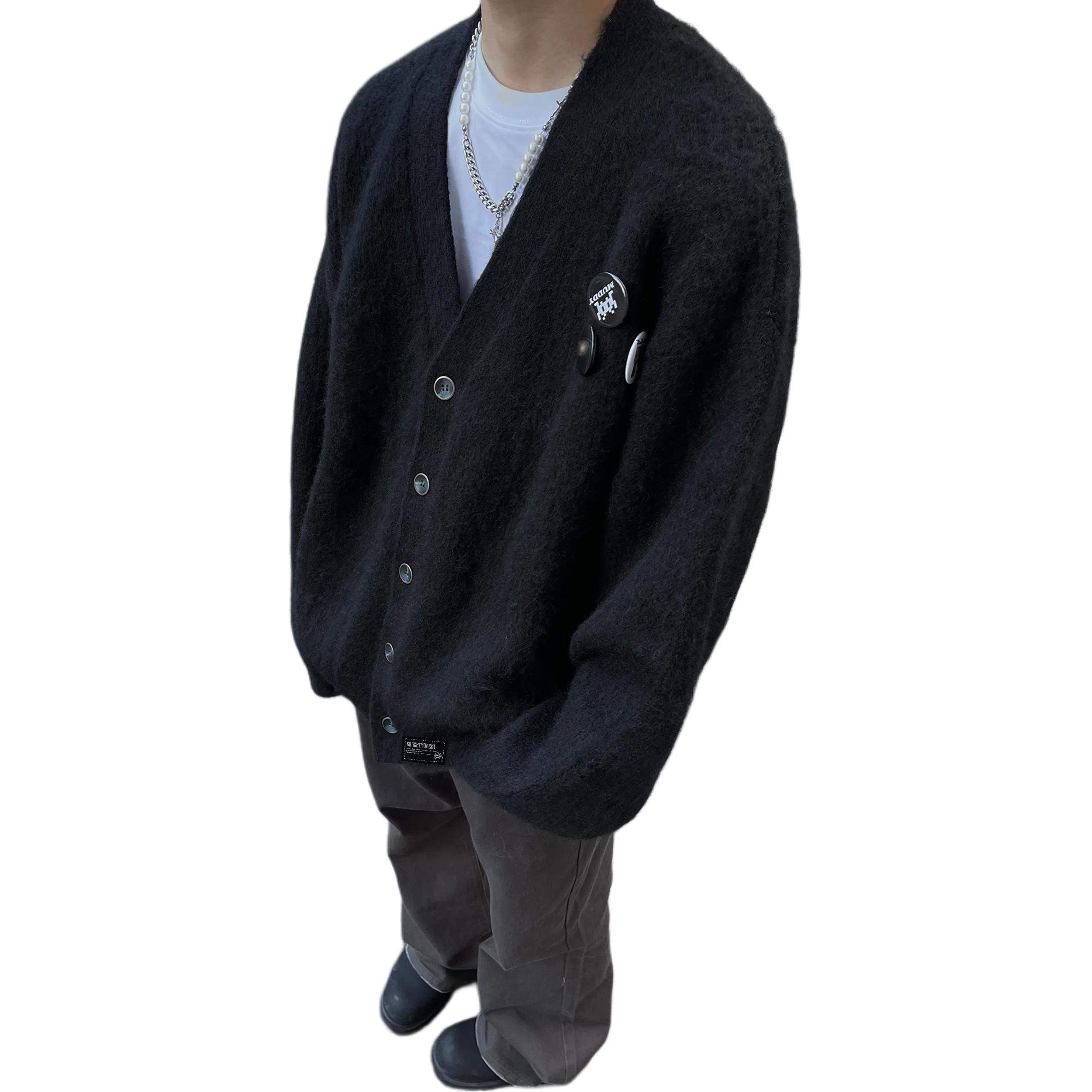 SUNSETMONENT Vintage Badge V-Neck Cardigan