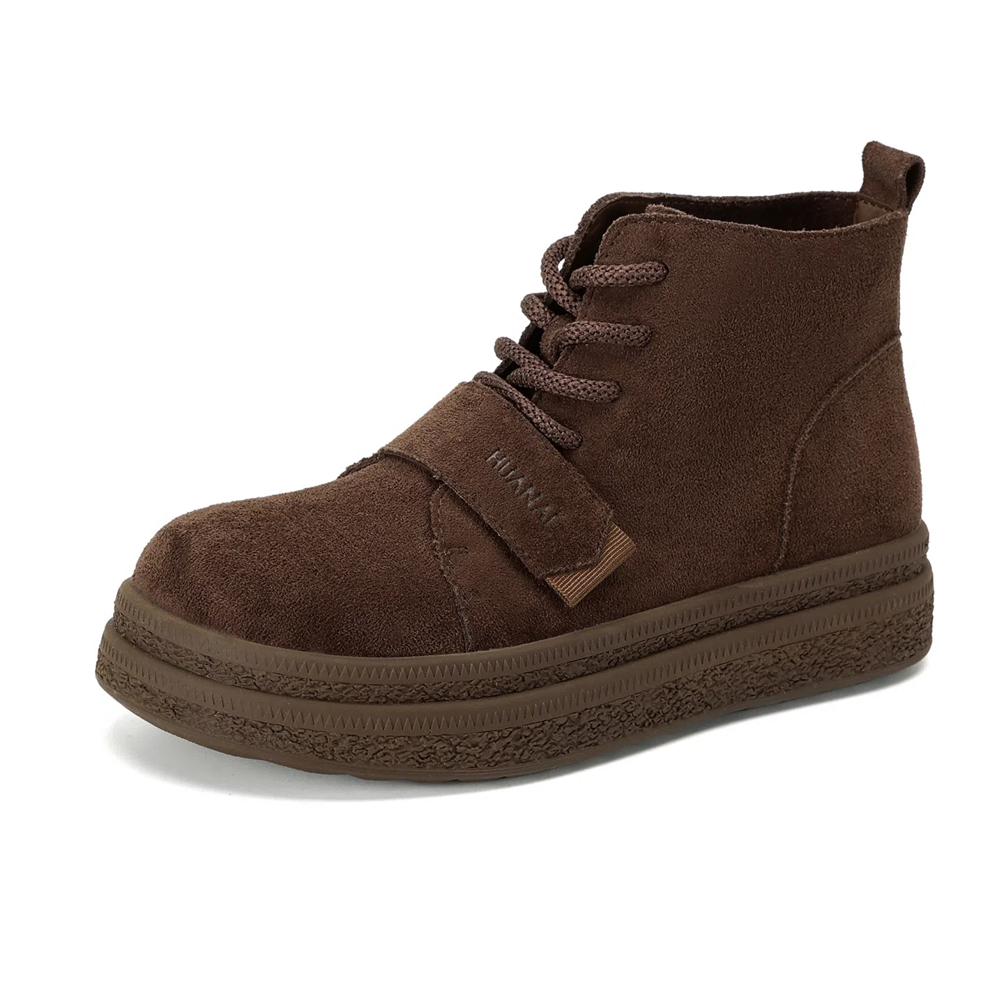 华耐 秋冬季美拉德靴子百搭复古平底短靴 厚底马丁靴 女