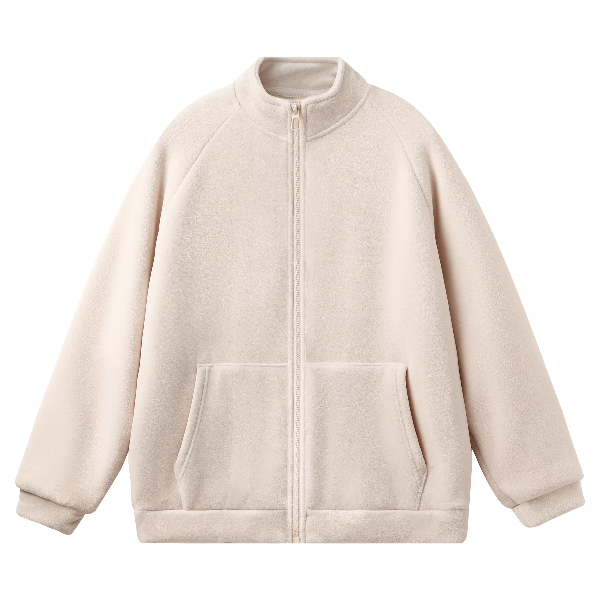 重磅基础 纯色立领简约舒适开衫卫衣 女款 奶茶色