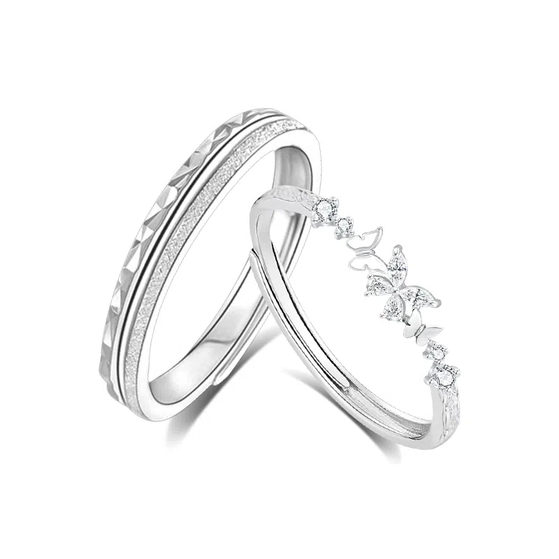 【999纯银|免费刻字】 凤祥囍事 老凤祥 蝶舞永恒对戒 恋爱告白 轻奢小众设计 浪漫蝴蝶 钟爱久久 学生通勤百搭 足银 戒指 男女同款情侣款