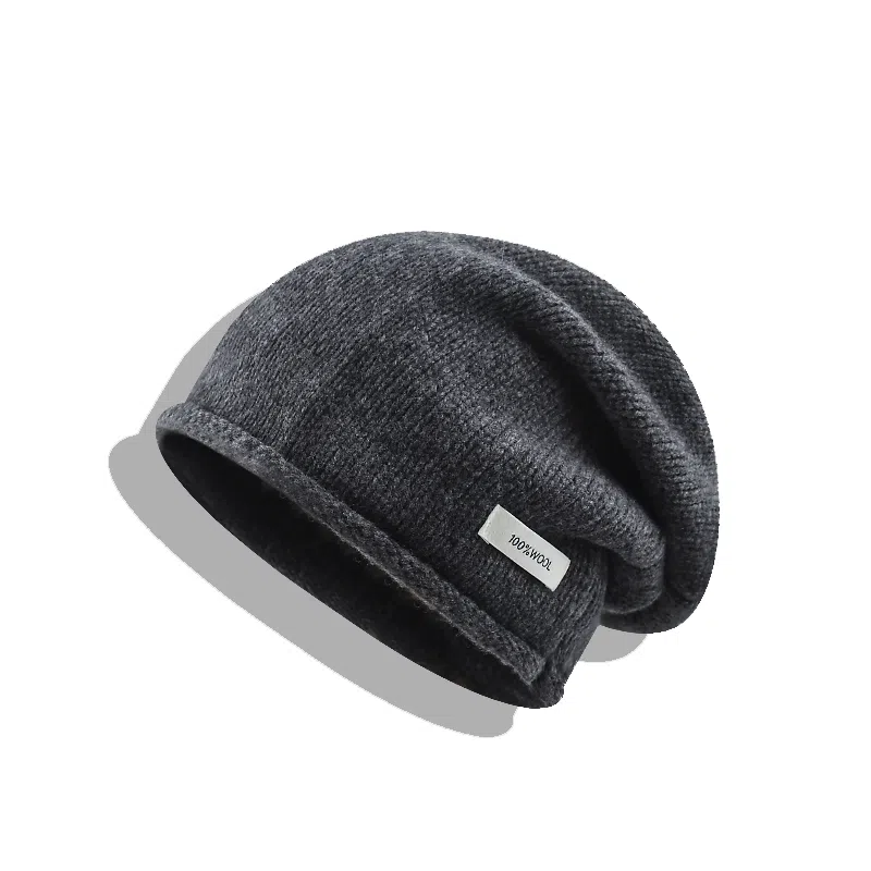 【100%纯羊毛~高品质】 攸委 通勤降温必备抽绳堆堆帽子女秋冬季保暖卷边针织毛线帽 腈纶 时尚百搭休闲慵懒风套头冷帽 男女同款情侣款