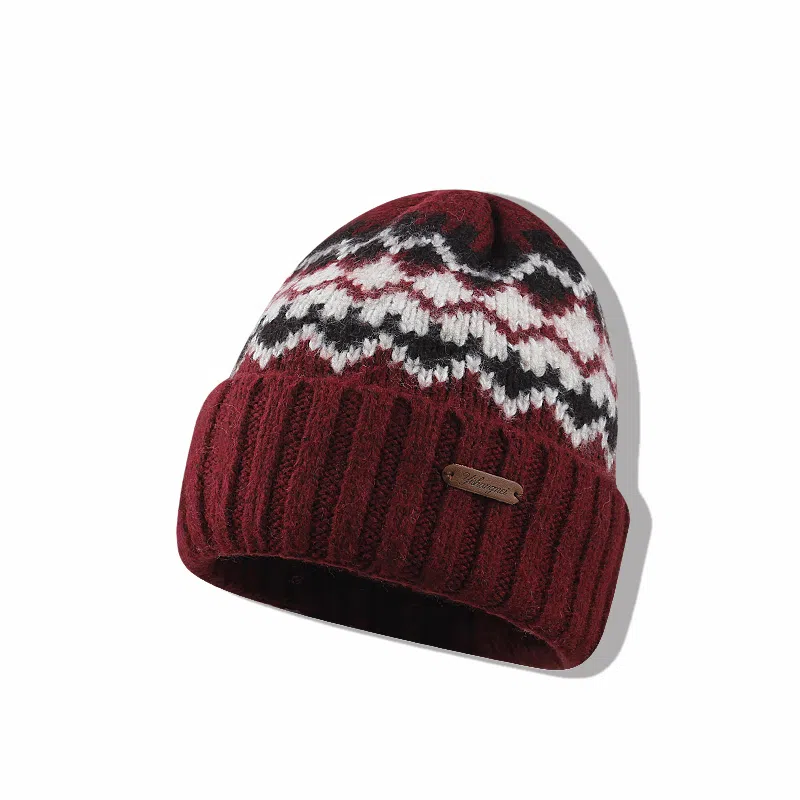 【费尔岛提花帽】 无限兔 秋冬保暖复古加厚针织防寒帽毛线显脸小护耳套 羊毛混纺 绒线帽 男女同款情侣款