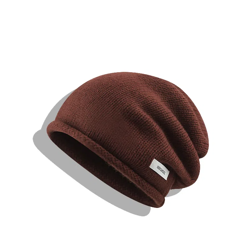 【100%纯羊毛~高品质】 攸委 通勤降温必备抽绳堆堆帽子女秋冬季保暖卷边针织毛线帽 腈纶 时尚百搭休闲慵懒风套头冷帽 男女同款情侣款