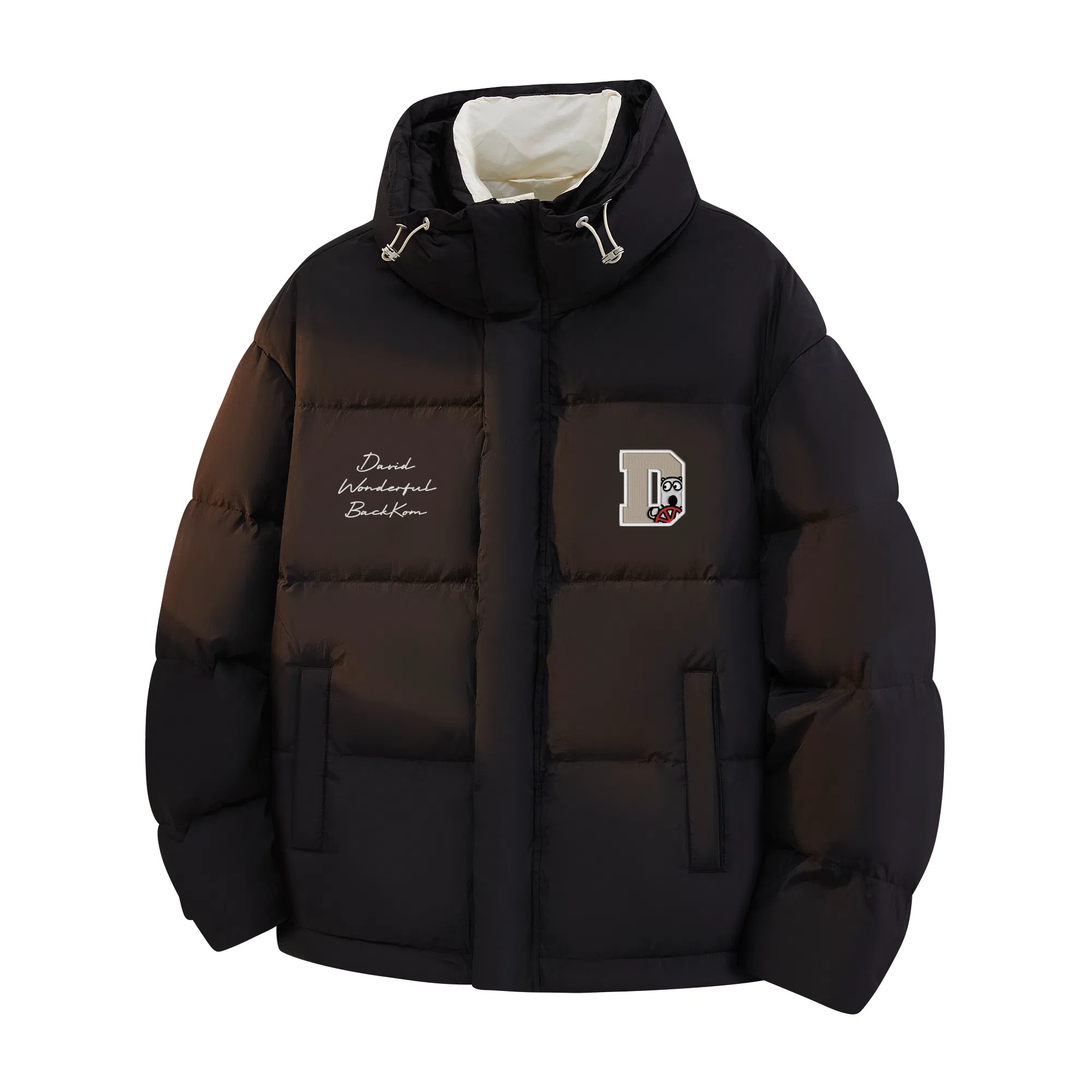 大卫贝肯 美式简约基础款纯色防寒鸭绒户外防风保暖立领宽松休闲舒适百搭羽绒服 男女同款