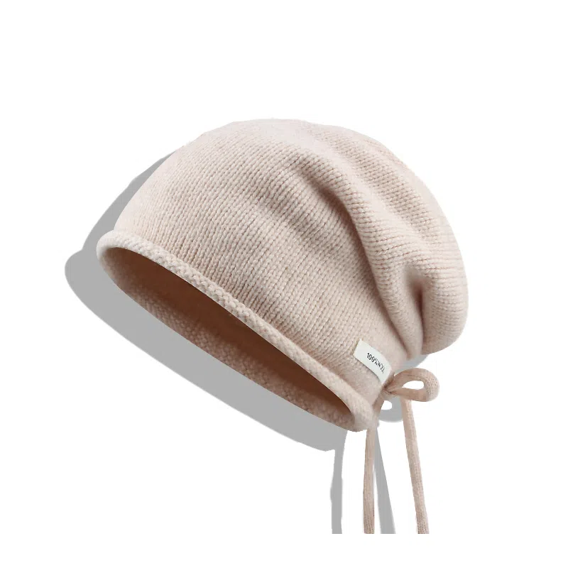 【100%纯羊毛~高品质】 攸委 通勤降温必备抽绳堆堆帽子女秋冬季保暖卷边针织毛线帽 腈纶 时尚百搭休闲慵懒风套头冷帽 男女同款情侣款