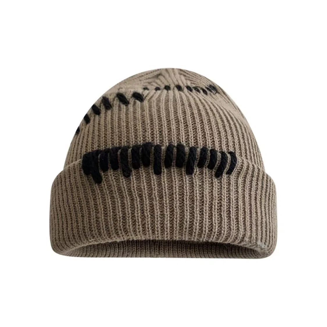 恩僾德 韩版手工缝线针织帽子小众高颜值显脸小百搭保暖街头护耳 腈纶 绒线帽 男女同款情侣款