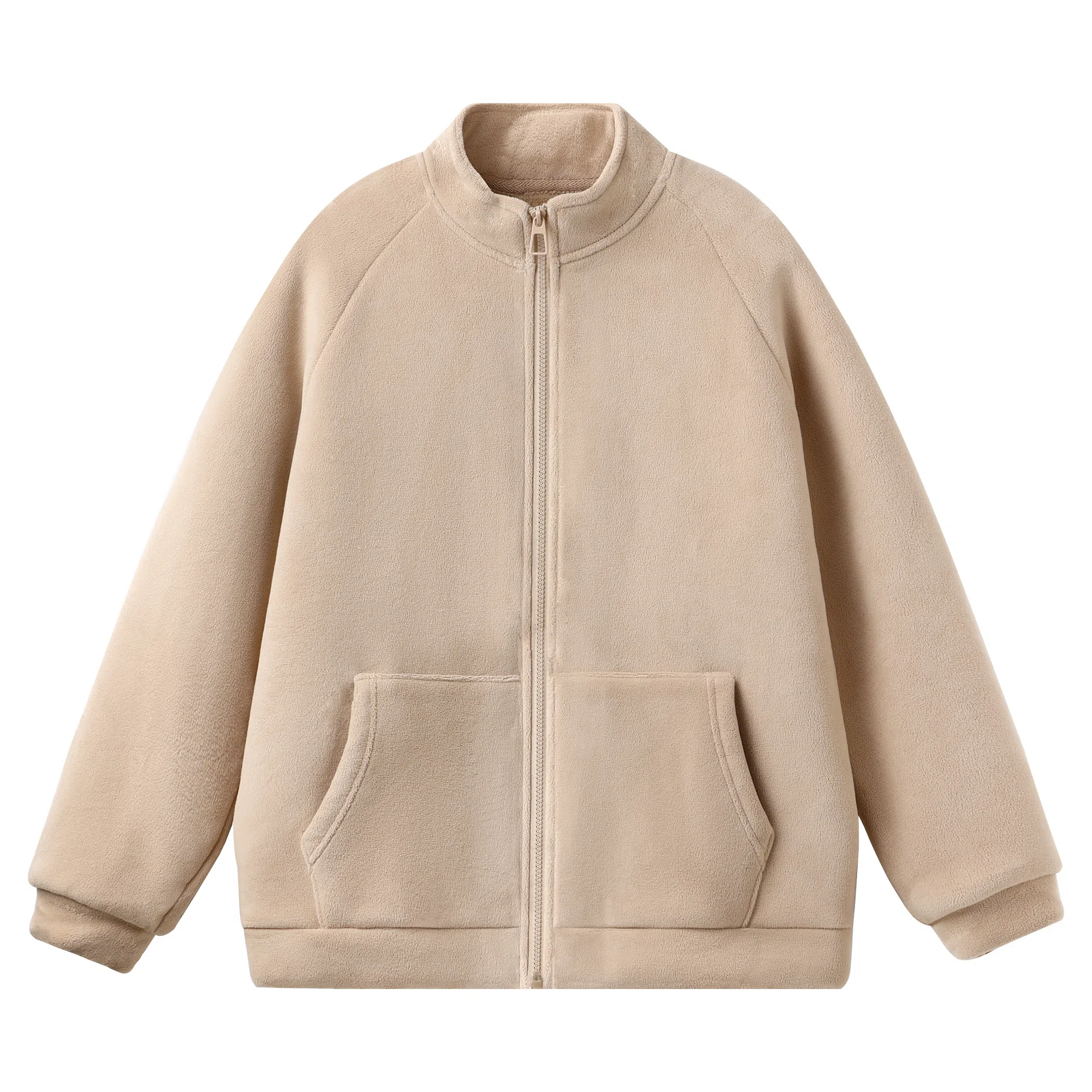 重磅基础 纯色立领简约舒适开衫卫衣 女款 奶茶色