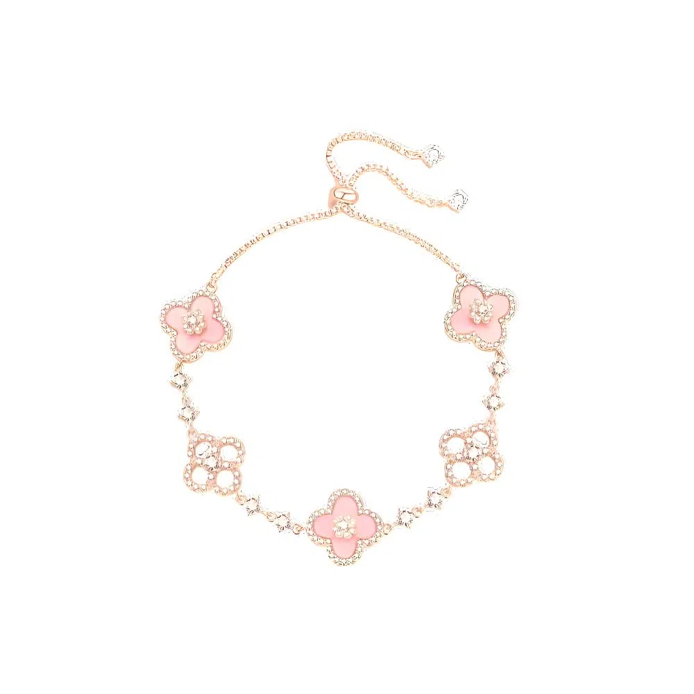 【S925银 爆闪/幸运四叶草】 福韵金 六桂福 五花轻奢浪漫闪耀简约高级森系甜美小清新甜蜜饰爱温柔气质告白氛围感 银 手链 女款