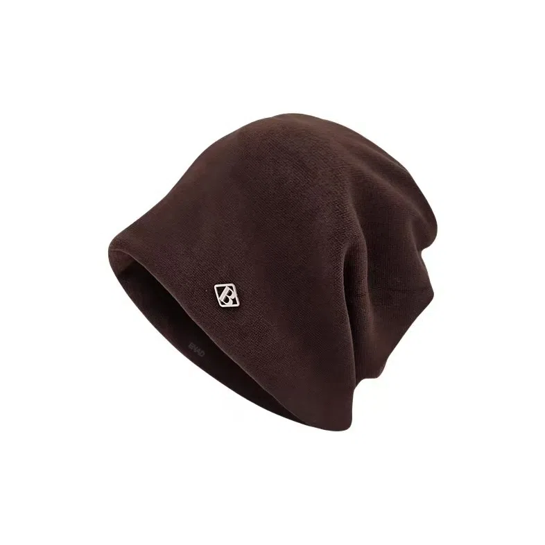 恩僾德 金属字母秋冬季小众百搭大头围冷帽显脸小包头旅行 聚酯纤维 帽子 男女同款情侣款