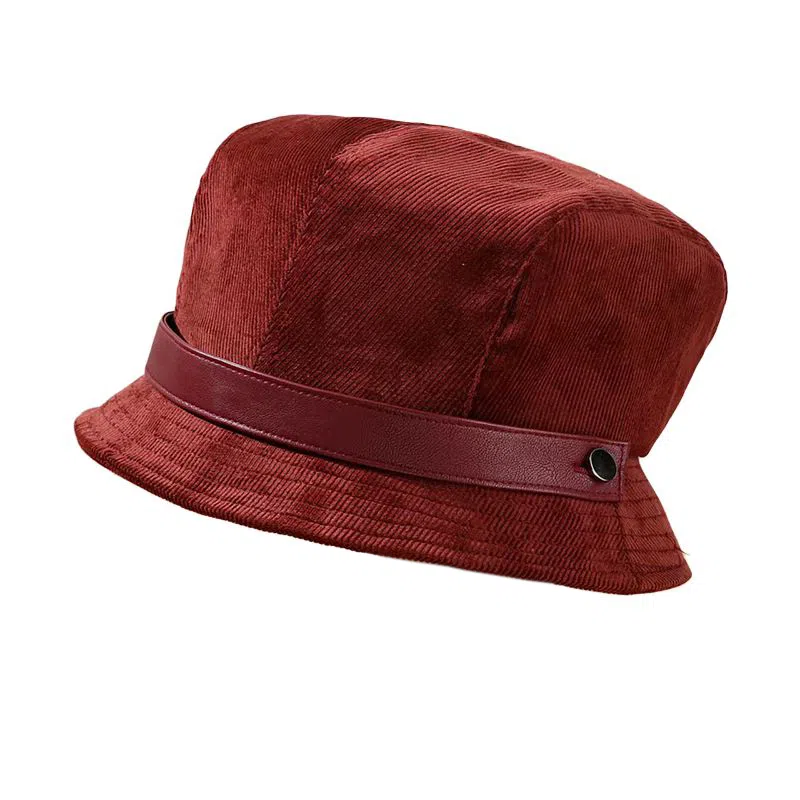 艾佳微 温暖气质素颜遮脸帽秋冬赫本风保暖盆帽潮水桶帽 灯芯绒 渔夫帽 男女同款情侣款