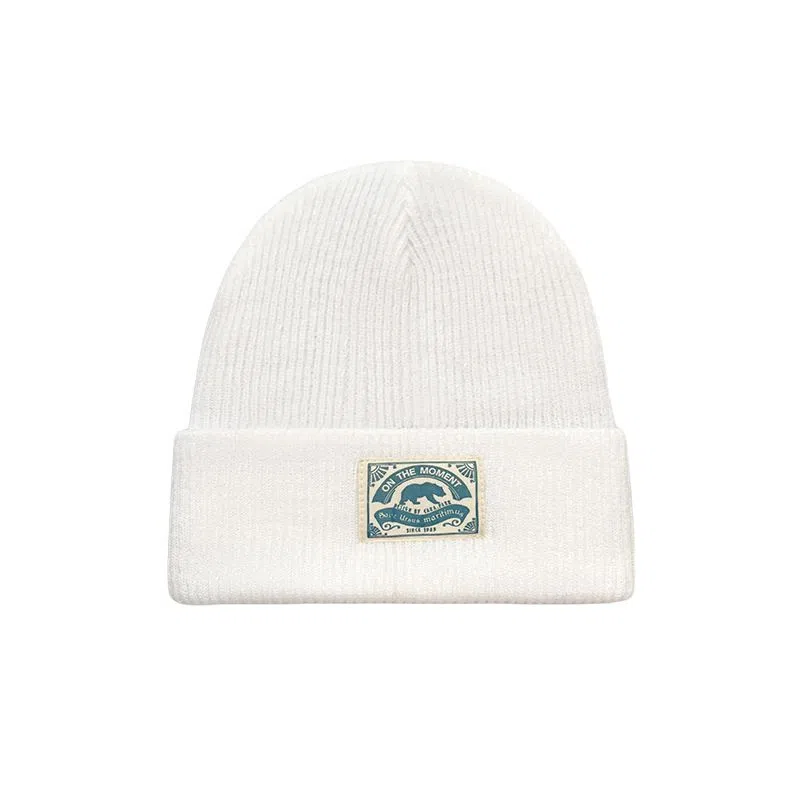 艾佳微 韩国可爱贴布熊熊休闲时尚百搭毛线秋冬通勤保暖针织帽护耳套头帽户外防风防寒帽潮 腈纶 绒线帽 男女同款情侣款