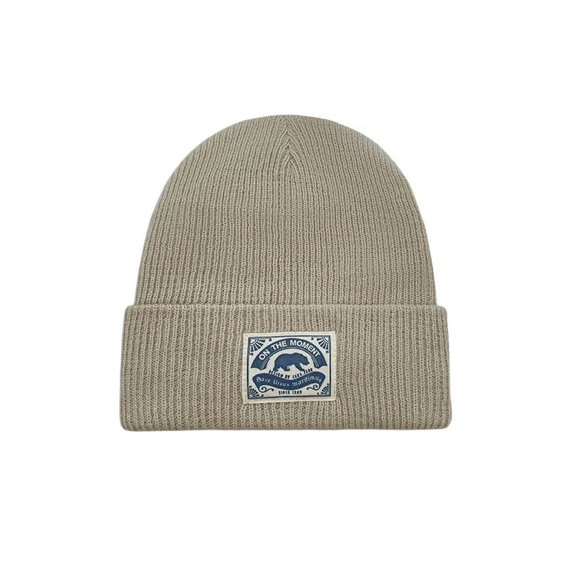 艾佳微 韩国可爱贴布熊熊休闲时尚百搭毛线秋冬通勤保暖针织帽护耳套头帽户外防风防寒帽潮 腈纶 绒线帽 男女同款情侣款