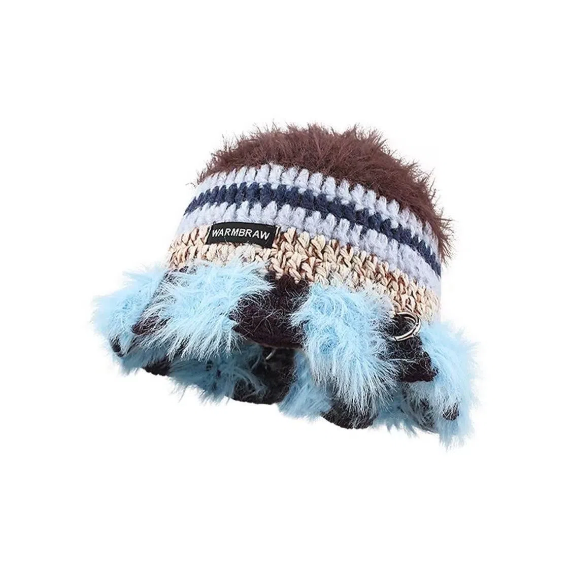 恩僾德 小众设计师高颜值秋冬款钩针毛线帽子韩版朋克针织包显脸小包彩线条撞色复古冷帽 涤纶 渔夫帽 男女同款情侣款