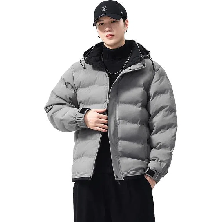 么宁 秋冬季长袖保暖棉衣纯色连帽防寒休闲外套简约百搭舒适面包服潮流时尚棉服 男女同款