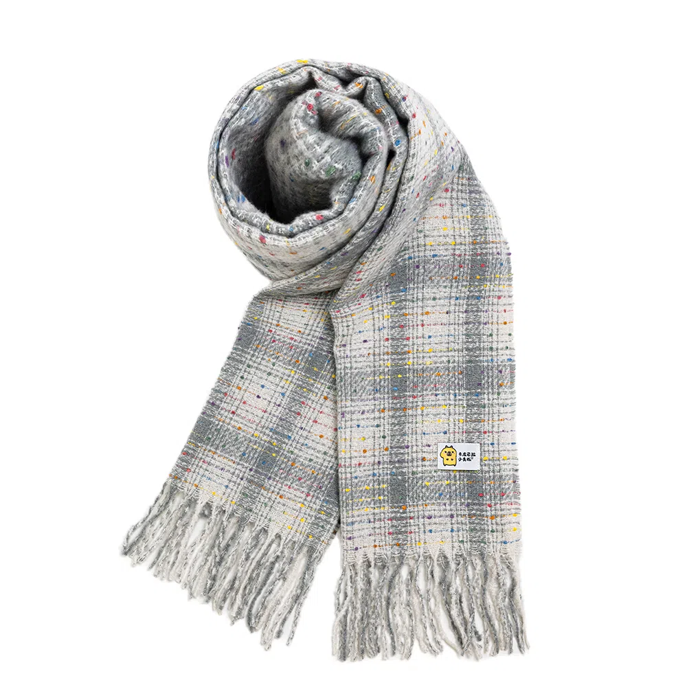 卡皮巴拉小黄豚 韩版格子时尚百搭显白甜美复古加厚流苏高级感柔软保暖简约日常 聚酯纤维 绒线围巾 男女同款情侣款