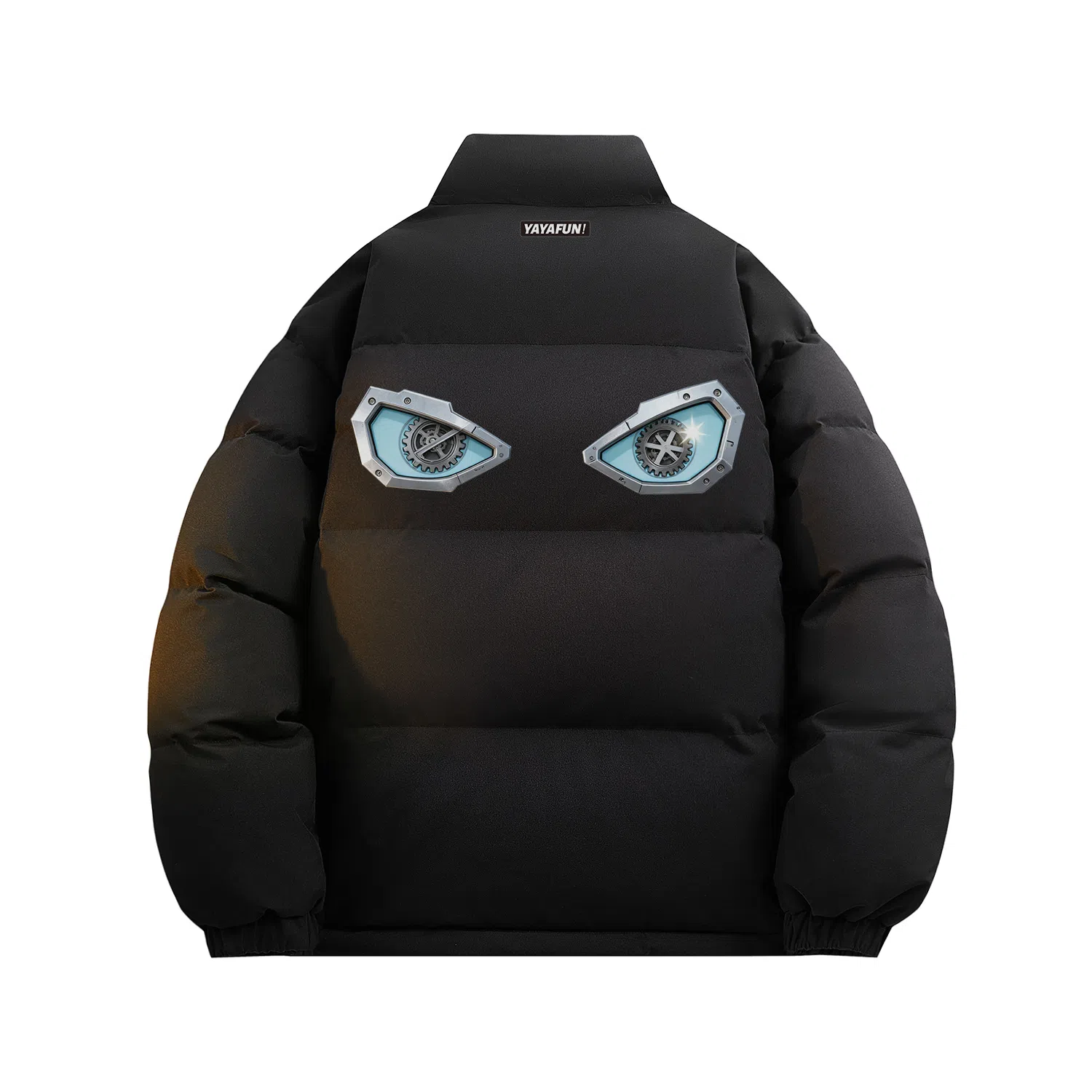 鸭鸭 学院风创意字母机械眼印花简约时尚设计运动休闲美式潮流户外通勤防风防寒蓬松舒适百搭保暖立领面包羽绒服 男女同款