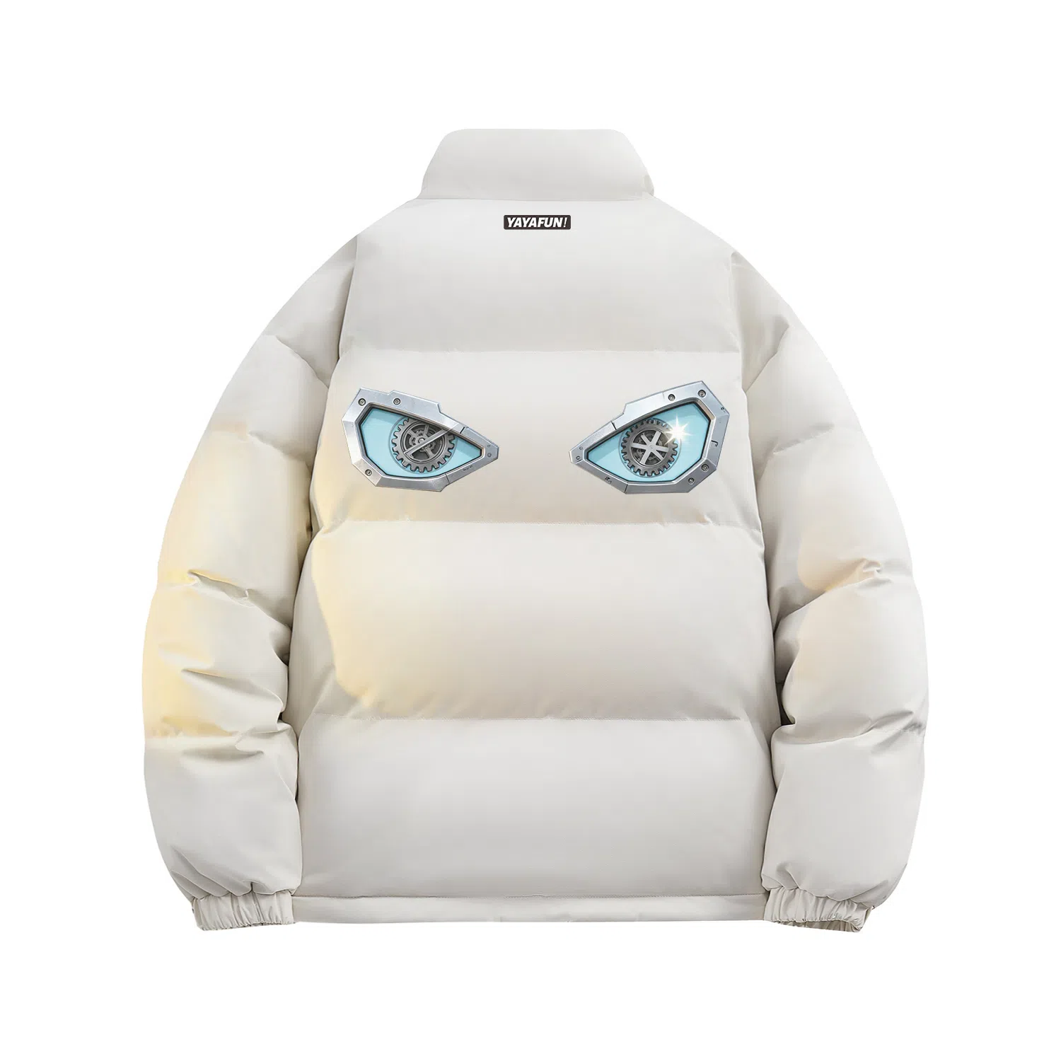 鸭鸭 学院风创意字母机械眼印花简约时尚设计运动休闲美式潮流户外通勤防风防寒蓬松舒适百搭保暖立领面包羽绒服 男女同款