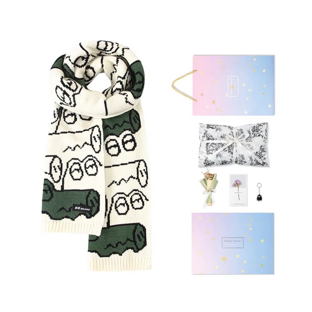 白卷 限定款马卡龙色保暖加厚 绒线围巾 女款