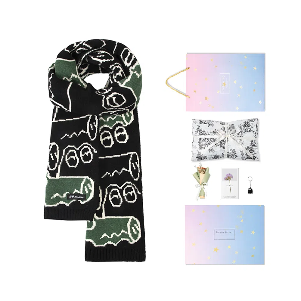 白卷 限定款马卡龙色保暖加厚 绒线围巾 女款