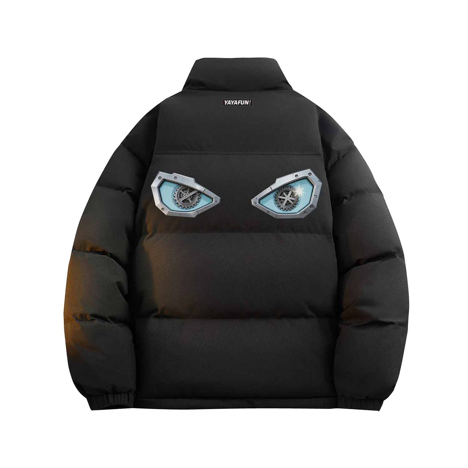 鸭鸭 学院风创意字母机械眼印花简约时尚设计运动休闲美式潮流户外通勤防风防寒蓬松舒适百搭保暖立领面包羽绒服 男女同款