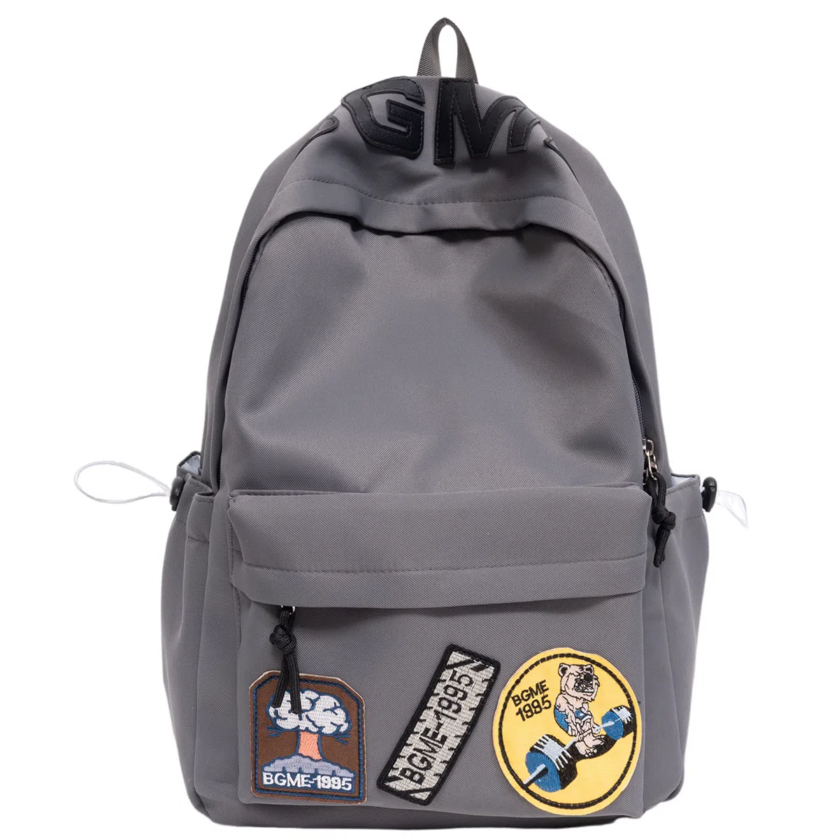 揽月 美式涂鸦大容量出游初高中大学生百搭通勤 尼龙 书包双肩包 大号 男女同款情侣款 白色/黑色/红色/灰色/卡其色