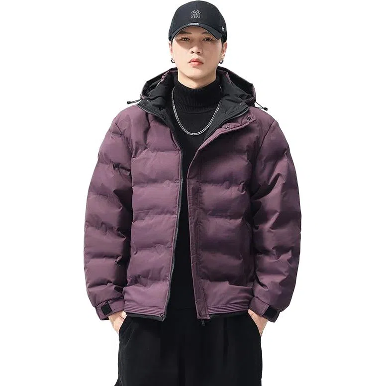 么宁 秋冬季长袖保暖棉衣纯色连帽防寒休闲外套简约百搭舒适面包服潮流时尚棉服 男女同款