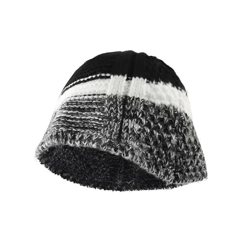 恩僾德 韩国小众复古混色拼接针织气质显脸小潮流 腈纶 绒线帽 男女同款情侣款