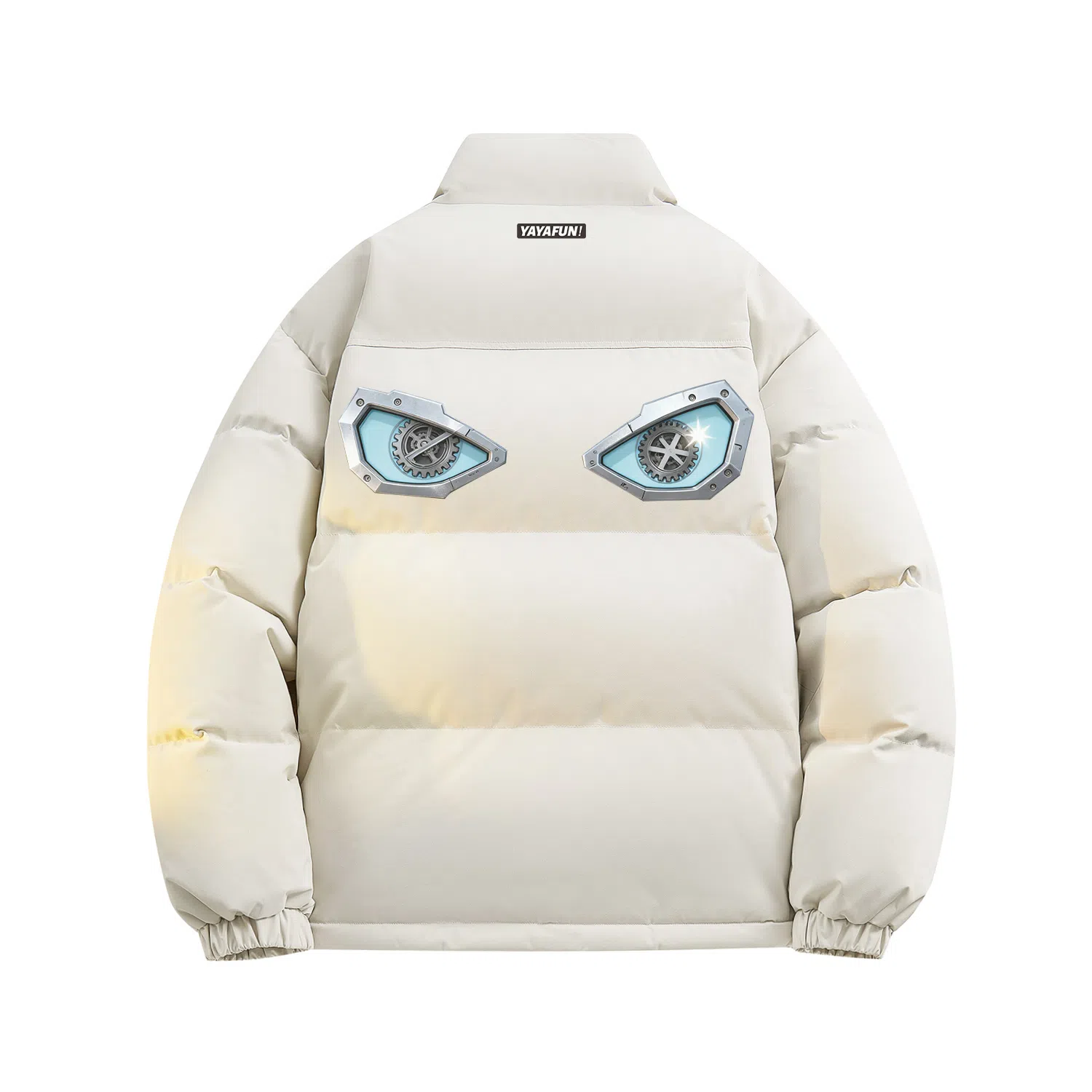 鸭鸭 学院风创意字母机械眼印花简约时尚设计运动休闲美式潮流户外通勤防风防寒蓬松舒适百搭保暖立领面包羽绒服 男女同款