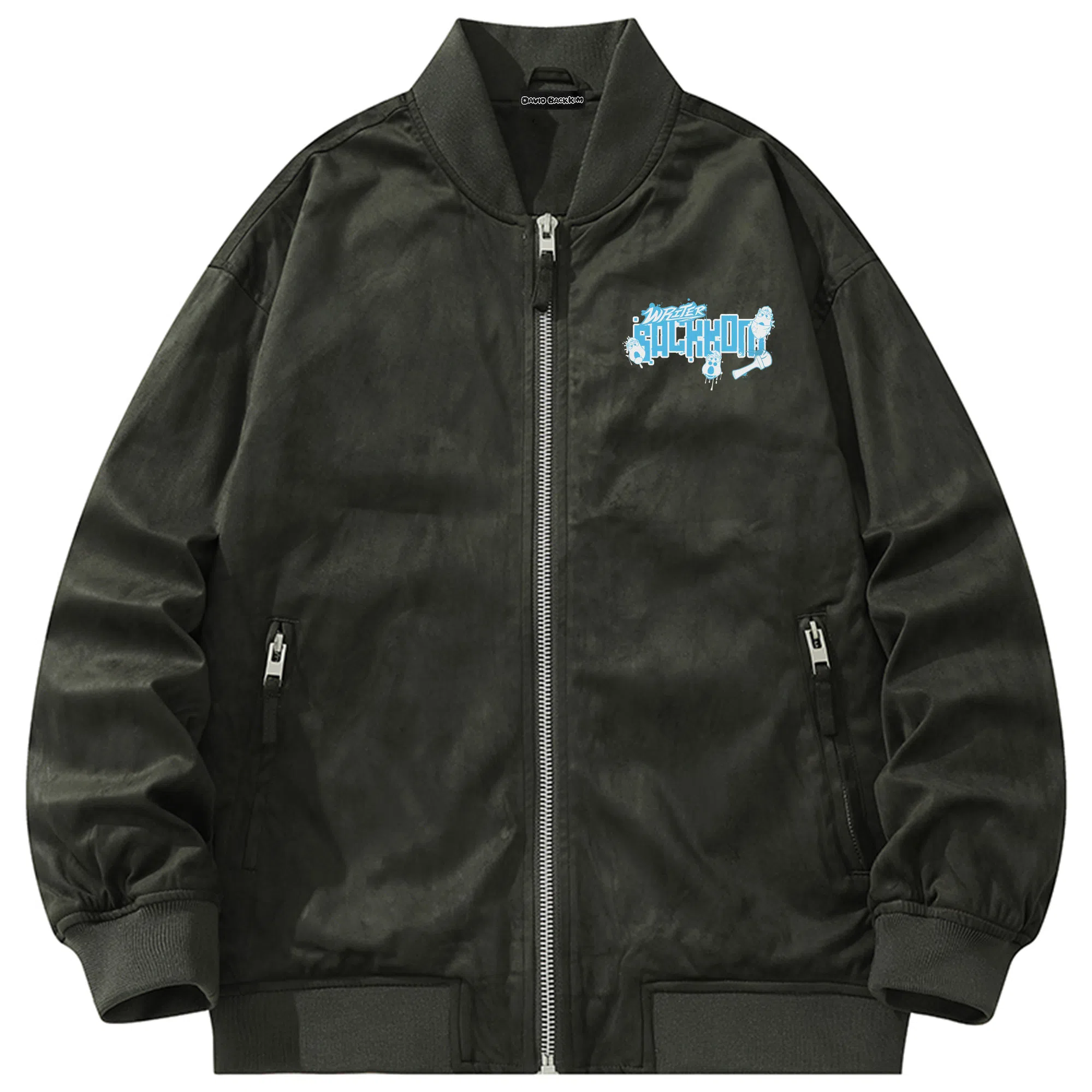 大卫贝肯 美式潮流高街复古印花字母拉链宽松百搭舒适加厚保暖防风休闲夹克 男女同款