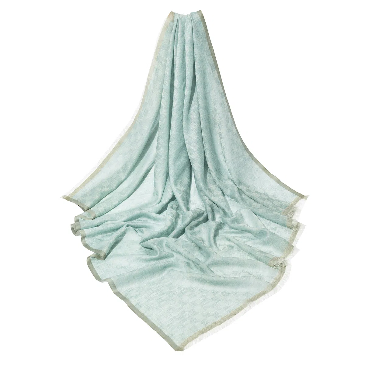 一米画纱 高格调细密轻盈柔软舒适亲肤保暖大方巾清新水溶色织格优雅个性毛须边 绵羊毛 绒线围巾 女款