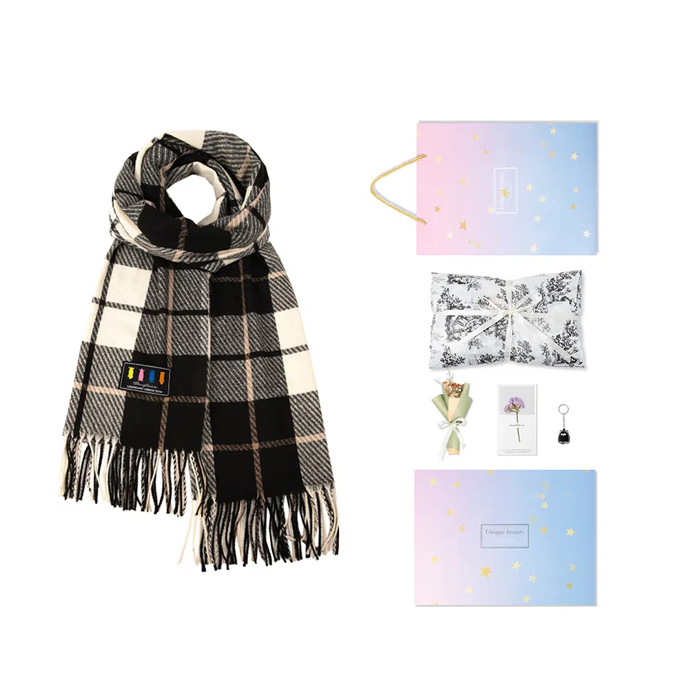 白卷 限定款马卡龙色保暖加厚 绒线围巾 女款