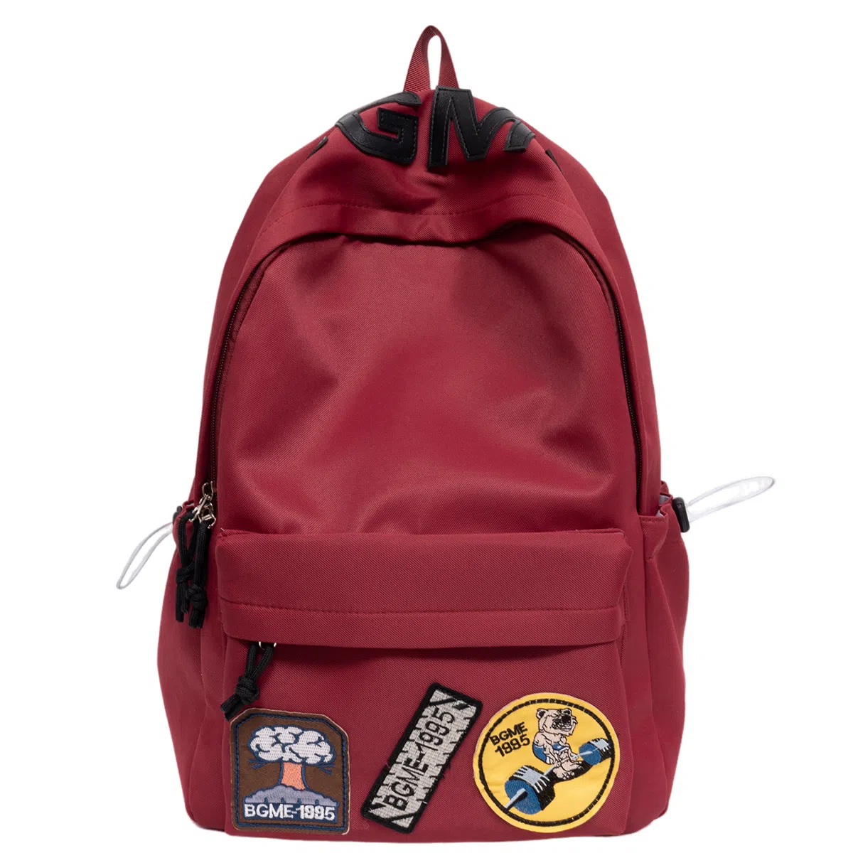 揽月 美式涂鸦大容量出游初高中大学生百搭通勤 尼龙 书包双肩包 大号 男女同款情侣款 白色/黑色/红色/灰色/卡其色