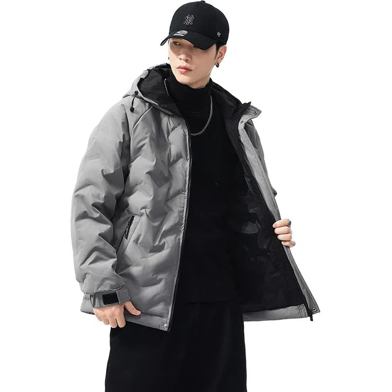 么宁 秋冬季长袖保暖棉衣褶皱感纯色连帽防寒休闲外套简约百搭舒适面包服潮流时尚棉服 男女同款