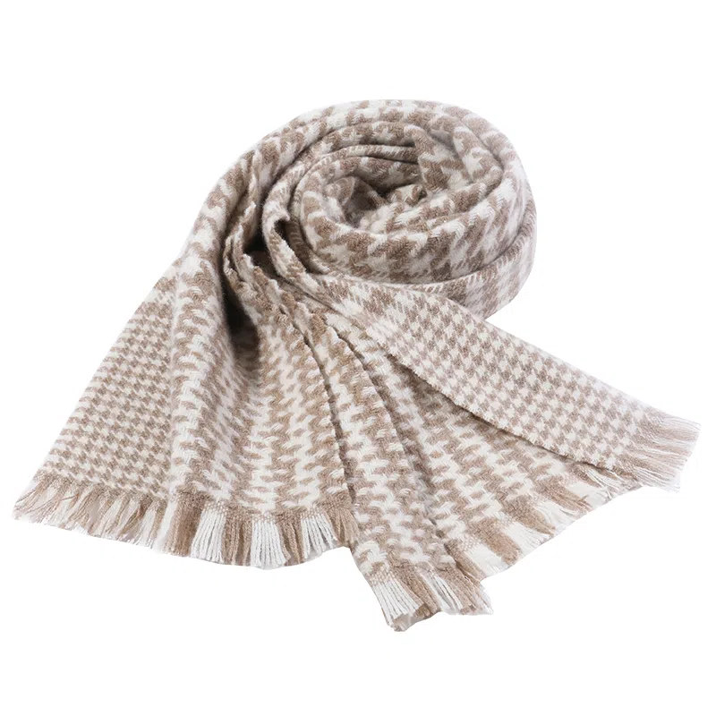 一米画纱 温暖柔软优雅舒适日式暖糯厚实色织格细腻亲肤保暖披肩青春洋气时尚 绵羊毛 绒线围巾 女款