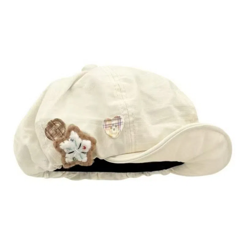 恩僾德 日系复古棉麻大头围翻檐氛围感高颜值小众甜美百搭显脸小 聚酯纤维 贝雷帽 男女同款情侣款