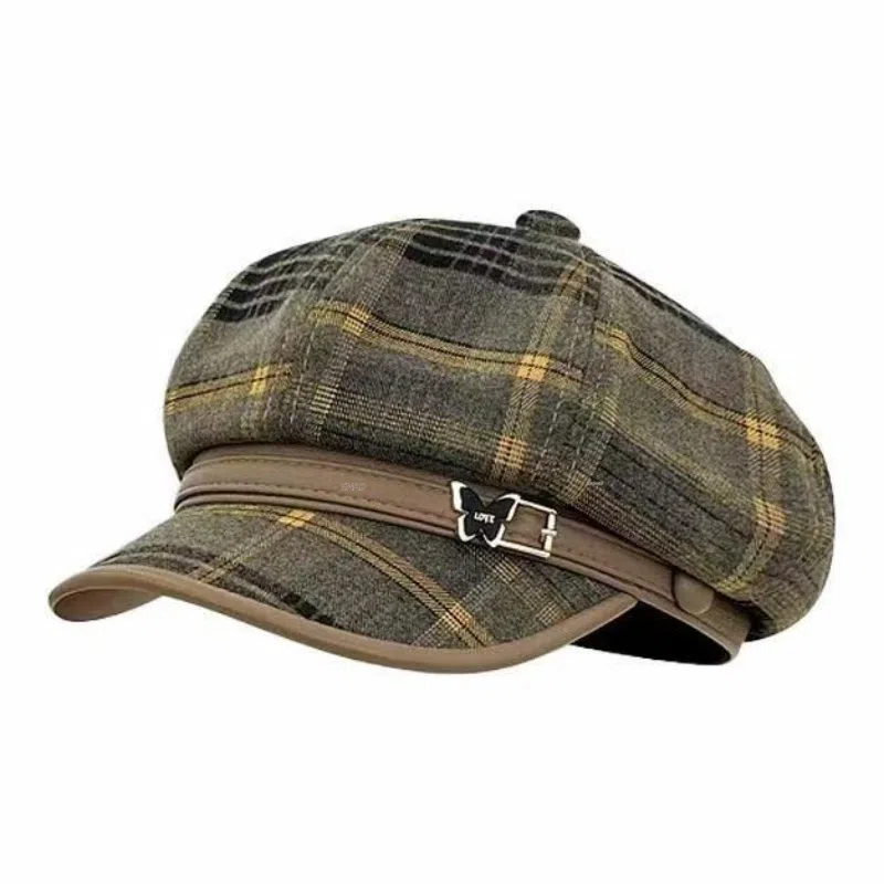 恩僾德 秋冬季小香风穿搭复古画家小众百搭显脸小云朵八角百搭 聚酯纤维 贝雷帽 男女同款情侣款