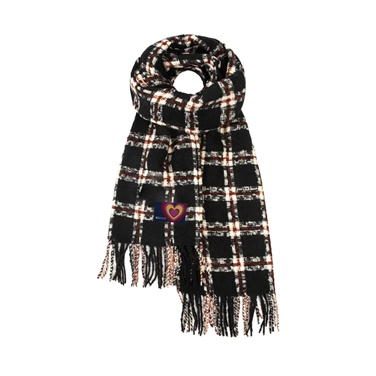 红豆 百搭格子时尚简约舒适礼盒装 定制卡片代写 涤纶 绒线围巾 男女同款情侣款